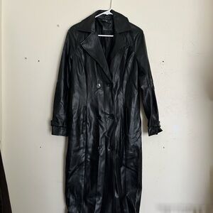 Missguided Black Faux Leather Trench Coat